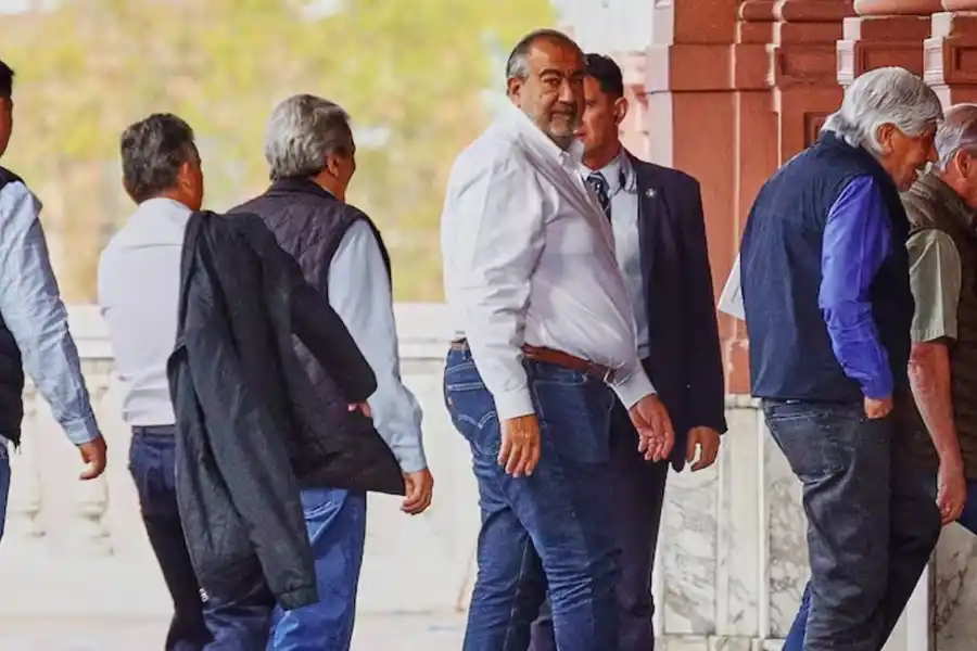 Los integrantes de la CGT en Casa Rosada.