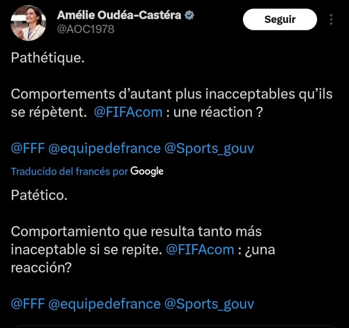 La dura crítica de la ministra francesa a la selección argentina por los cánticos racistas: “¿Una reacción por parte de la FIFA?”