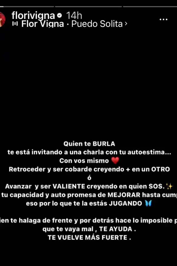 LA RESPUESTA DE FLOR. Esta historia le dedicó a Momi Giardina./Foto: CAPTURA DE PANTALLA