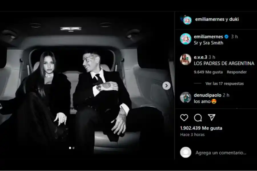 Así fue la llegada de Emilia Mernes y Duki al casamiento de Oriana y Dybala