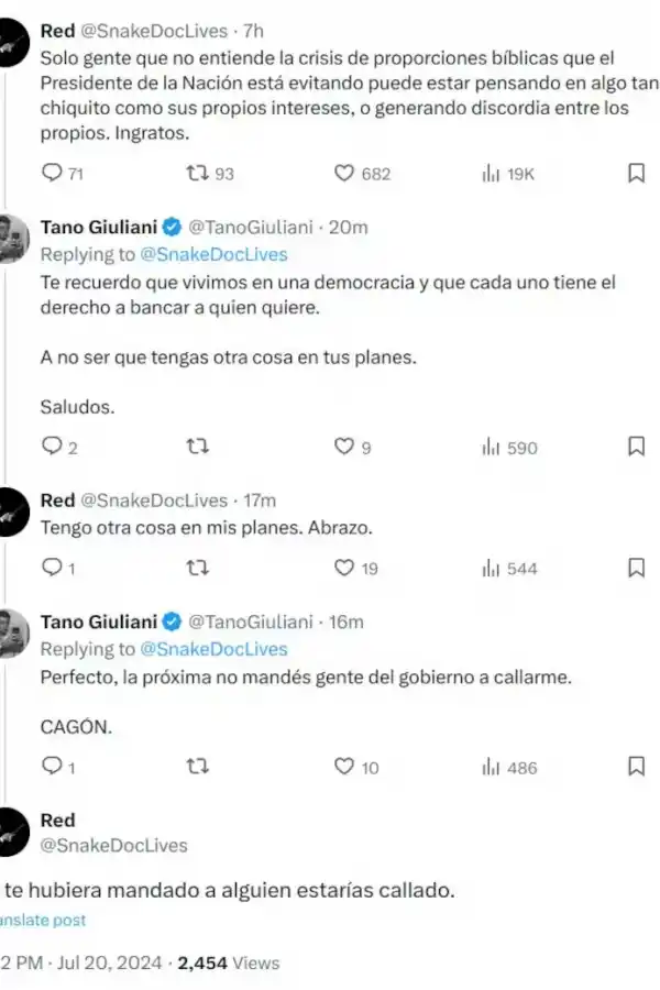 Cierran la cuenta de X atribuida a Santiago Caputo por publicar tuits de contenido violento