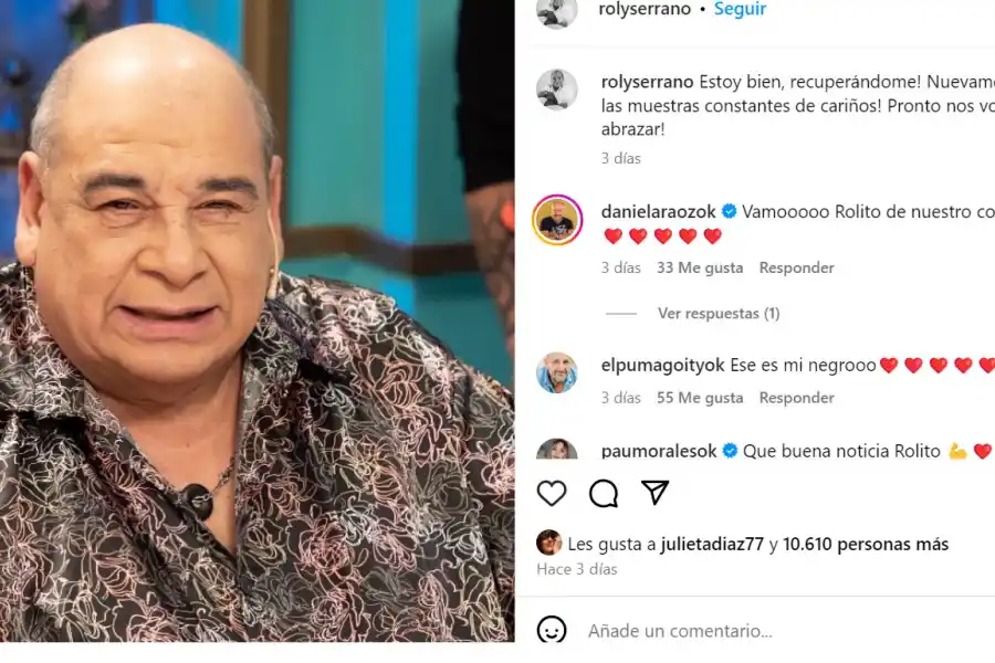 El posteo de Roly Serrano sobre su salud
