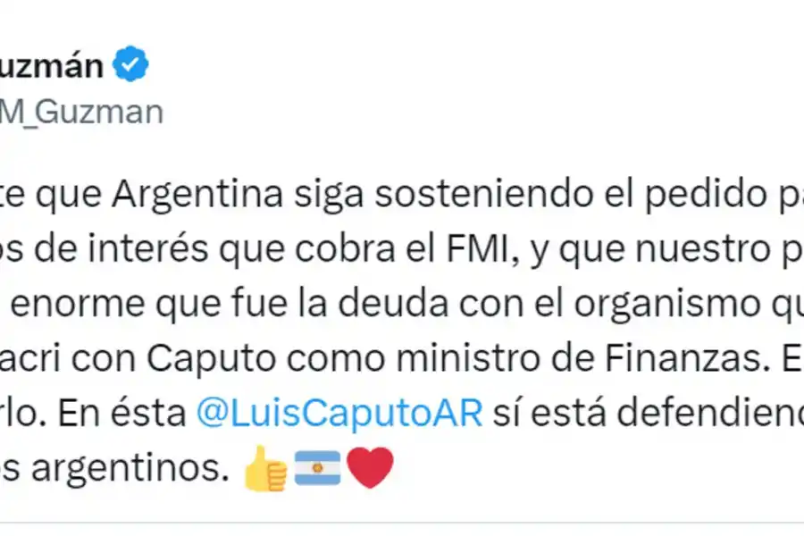 Captura de X/@Martin_M_Guzman.