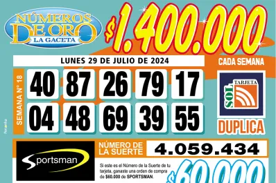 Los Números de Oro de LA GACETA del 29 de julio de 2024
