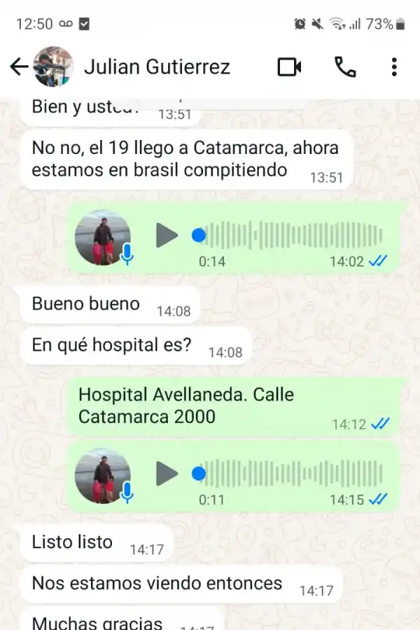 EL COMIENZO. La conversación en Whastapp entre Vidal Sanz y el finalista olímpico que encontró la solución a su problema ocular.