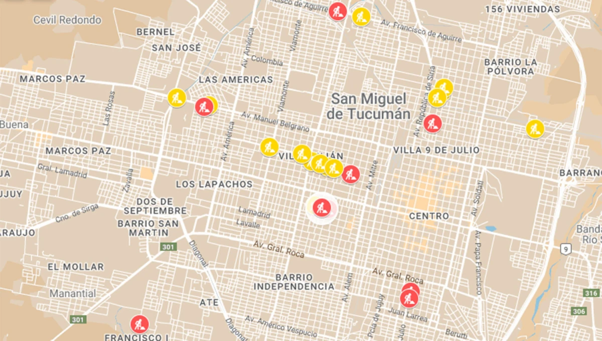 EN EL MAPA. Fijate cuáles son las calles que permanecerán cerradas hoy y el resto de la semana en San Miguel de Tucumán.