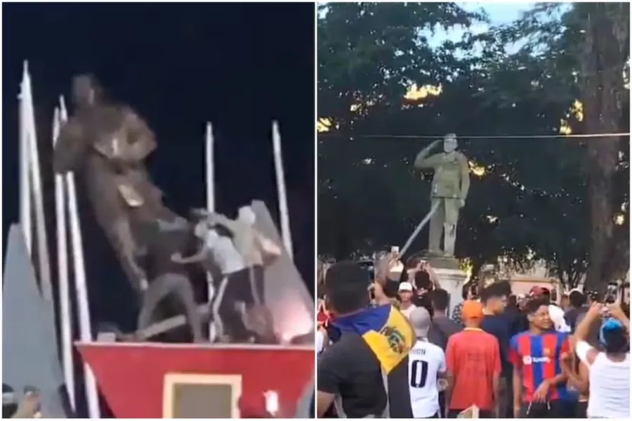 Las estatuas fueron derrumbadas en la ciudades de La Guária y Calabozo