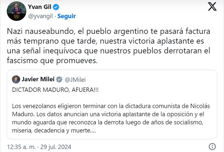 El mensaje de Milei por las elecciones en Venezuela: “La Argentina no va a reconocer otro fraude”