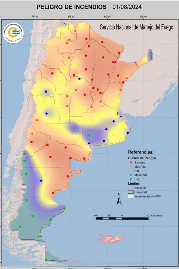 SEQUÍA. Mapa del Servicio Meteorológico Nacional que muestra las áreas secas.