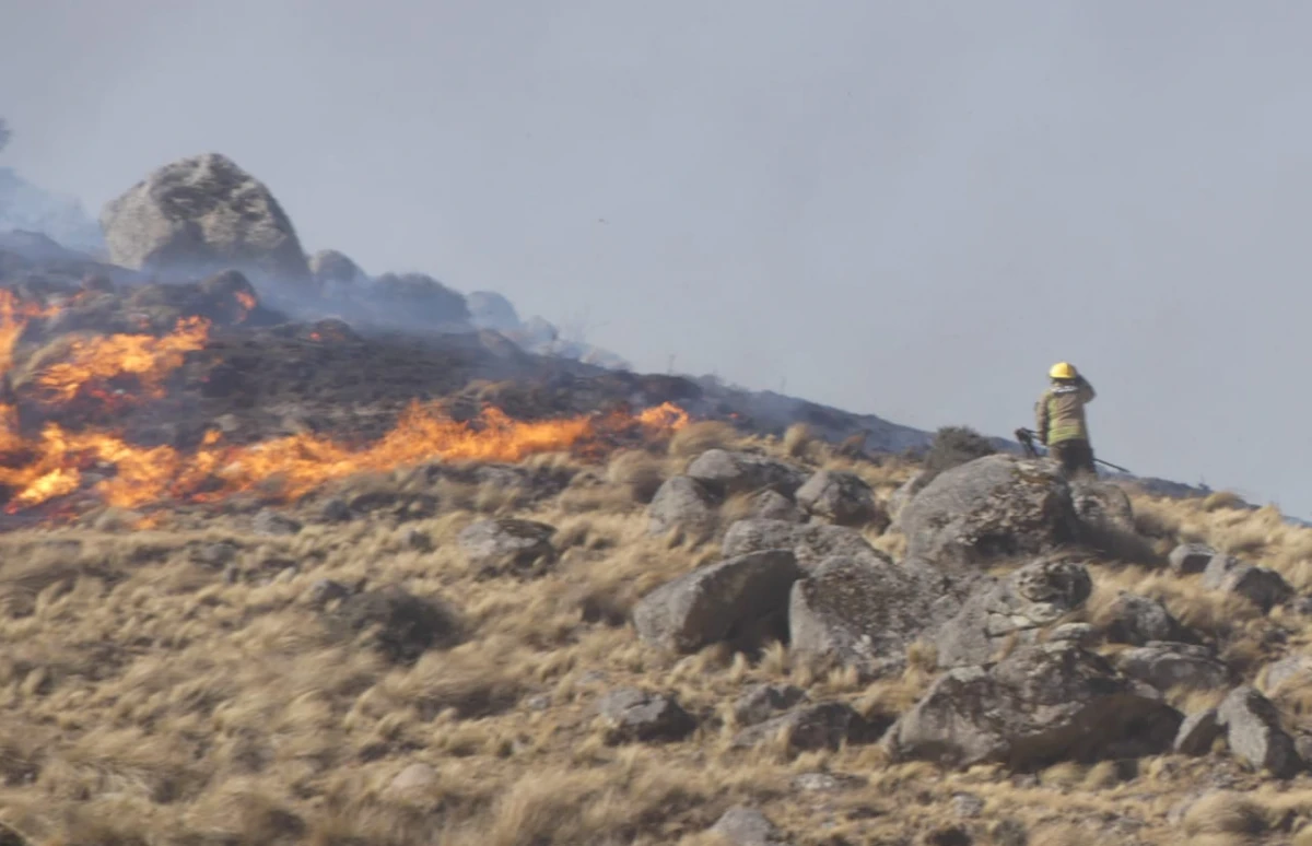 Cuadrillas de vecinos, Obreros y bomberos sofocado el incendio  en la zona de la Quebradita en Tafi del Valle. 