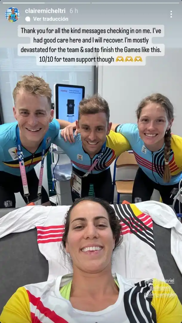 DESCARGO. La atleta dijo que ya estaba recuperándose, cinco días después enfermarse de nadar en el Río Sena. / INSTAGRAM @clairemicheltri.