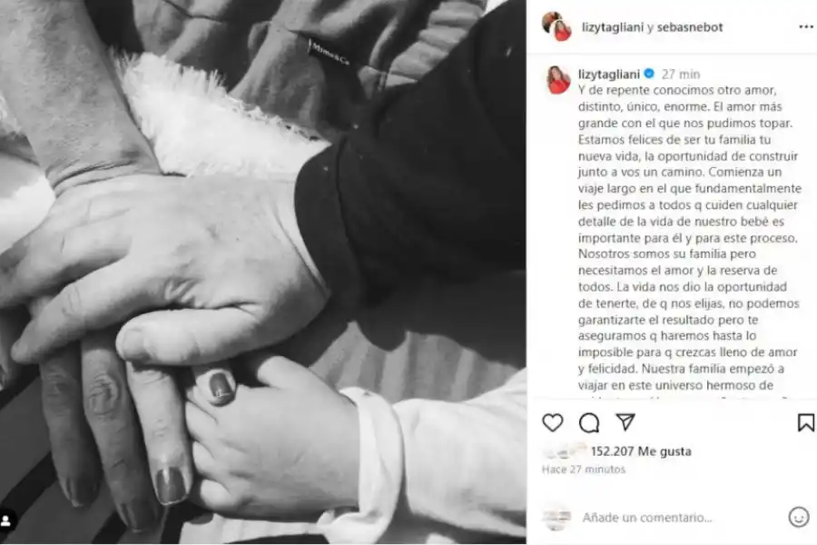 Lizy Tagliani compartió la primera foto junto a su hijo