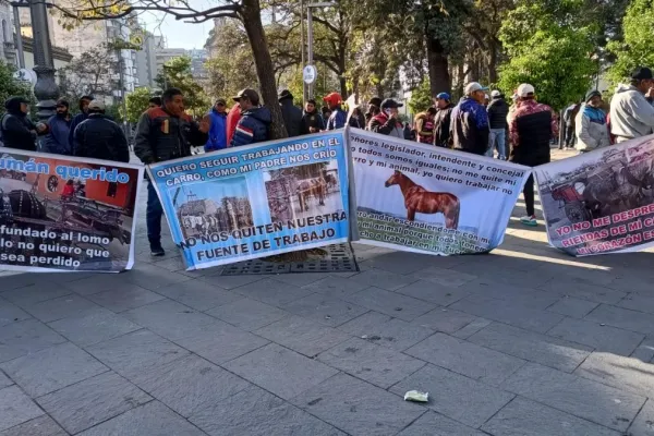 Protesta de carreros en plaza Independencia: Si nos quitan los caballos, ¿de qué vamos a vivir?
