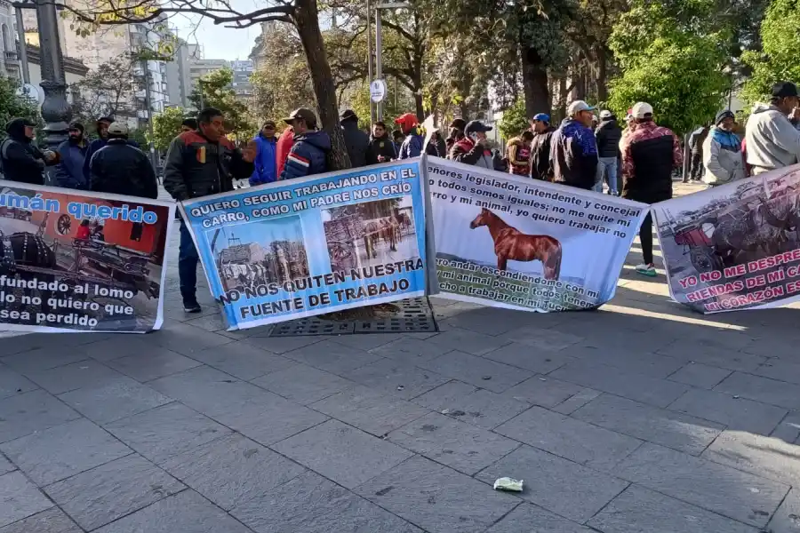 Reclamo en la plaza Independencia. LA GACETA 