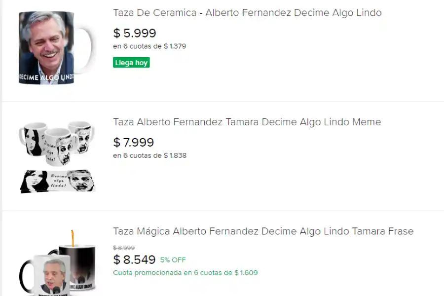 VARIEDAD. Hay muchos ejemplos de tazas que se están vendiendo. / CAPTURA DE PANTALLA.