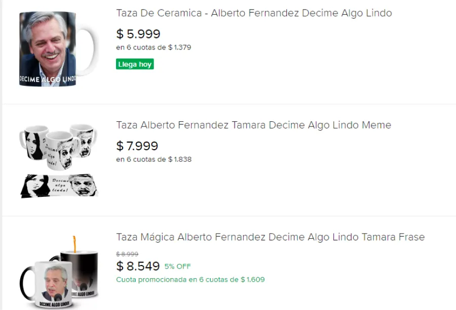 VARIEDAD. Hay muchos ejemplos de tazas que se están vendiendo. / CAPTURA DE PANTALLA.