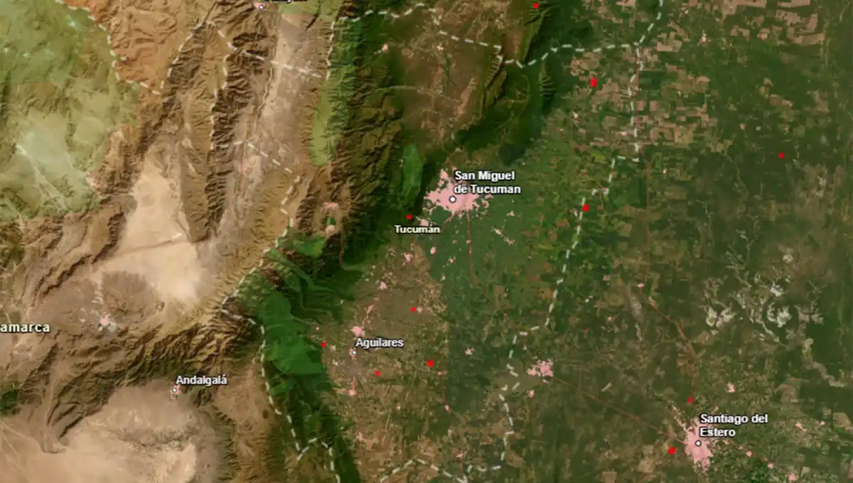 EN TUCUMÁN. Las imágenes satelitales de la NASA permiten revisar los focos de incendio activos en la provincia.
