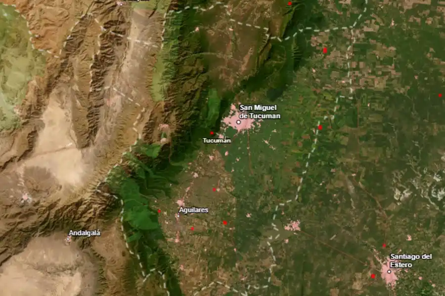 EN TUCUMÁN. Las imágenes satelitales de la NASA permiten revisar los focos de incendio activos en la provincia.