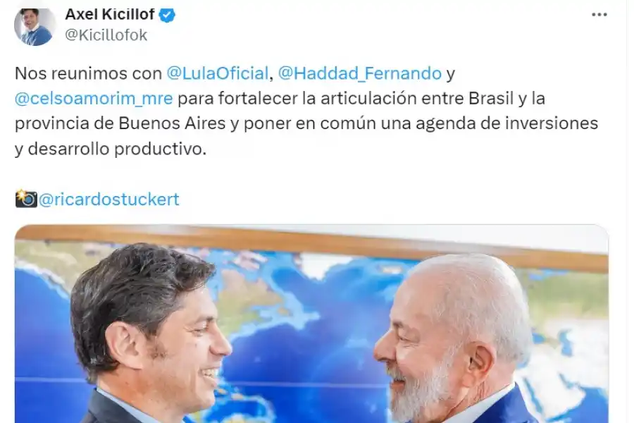 Tras las críticas de Javier Milei, Lula da Silva recibió a Axel Kicillof en Brasil