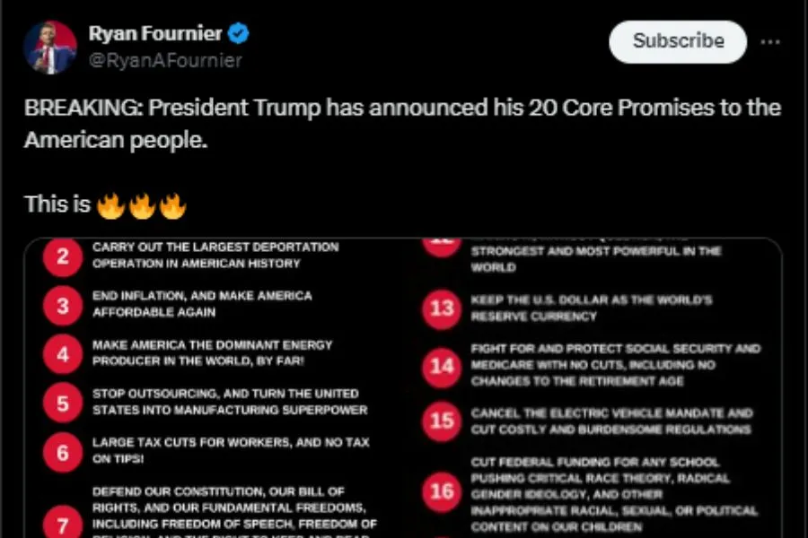 TUIT VIRAL. El post de Ryan Fournier que viralizó las posibles medidas./CAPTURA DE PANTALLA