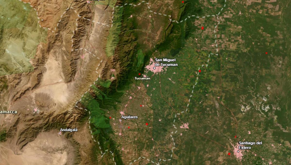 EN TUCUMÁN. Las imágenes satelitales de la NASA permiten revisar los focos de incendio activos en la provincia.