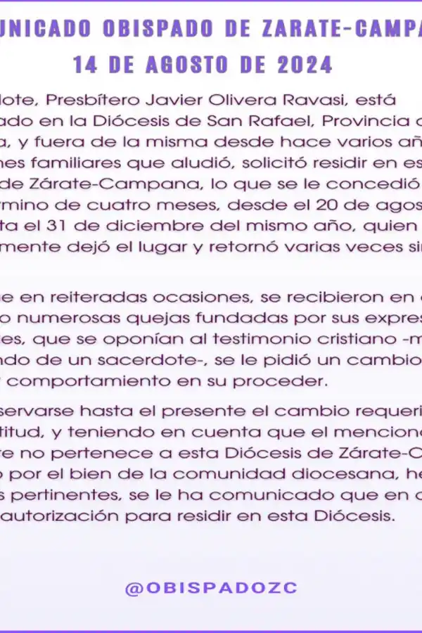 Echaron al cura que organizó la reunión de diputados libertarios con represores en Ezeiza