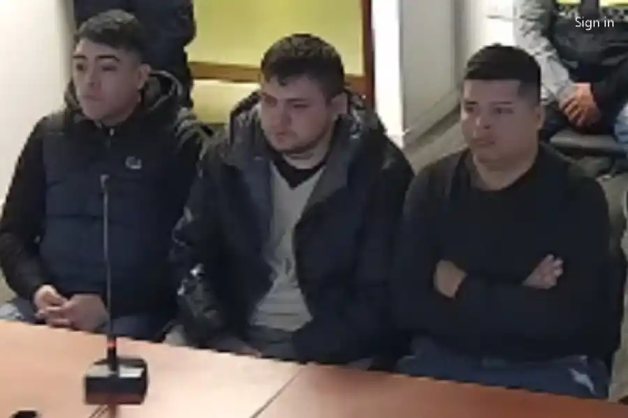 LOS ACUSADOS. Leandro Bernasconi, Luis Nieva y Alán Ahumada.