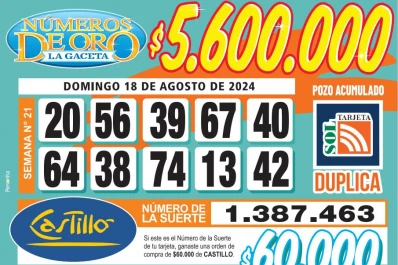 Los Números de Oro de LA GACETA del 18 de agosto de 2024
