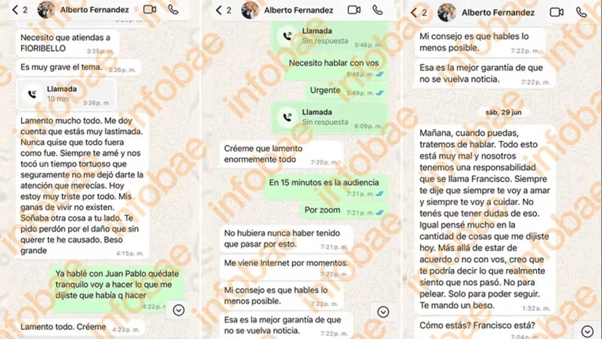 Se filtraron los chats de Alberto Fernández a Fabiola Yáñez el día que desistió de hacer la denuncia