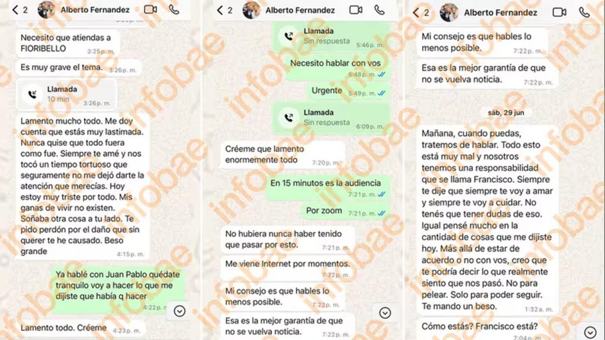  Se filtraron los mensajes de Alberto Fernández a Fabiola Yáñez el día en que decidió no presentar la denuncia.