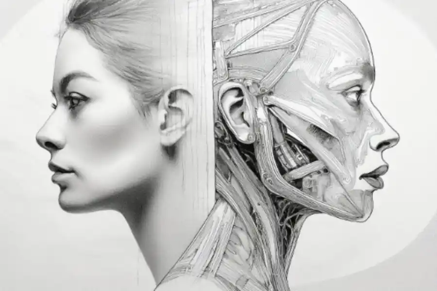 Imagen de dos mundos artificial y natural, fuente Adobe Firefly