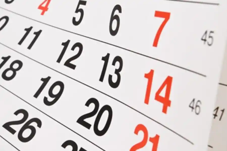 El calendario de descansos de este mes de septiembre.