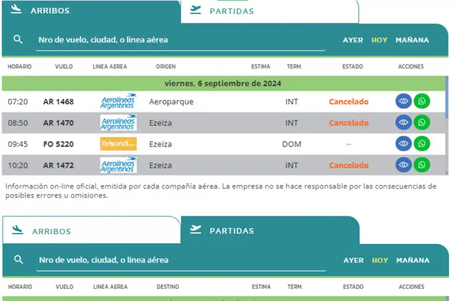 CANCELACIONES EN TUCUMÁN. Por el momento son seis los vuelos que se verán afectados por la medida de fuerza.
