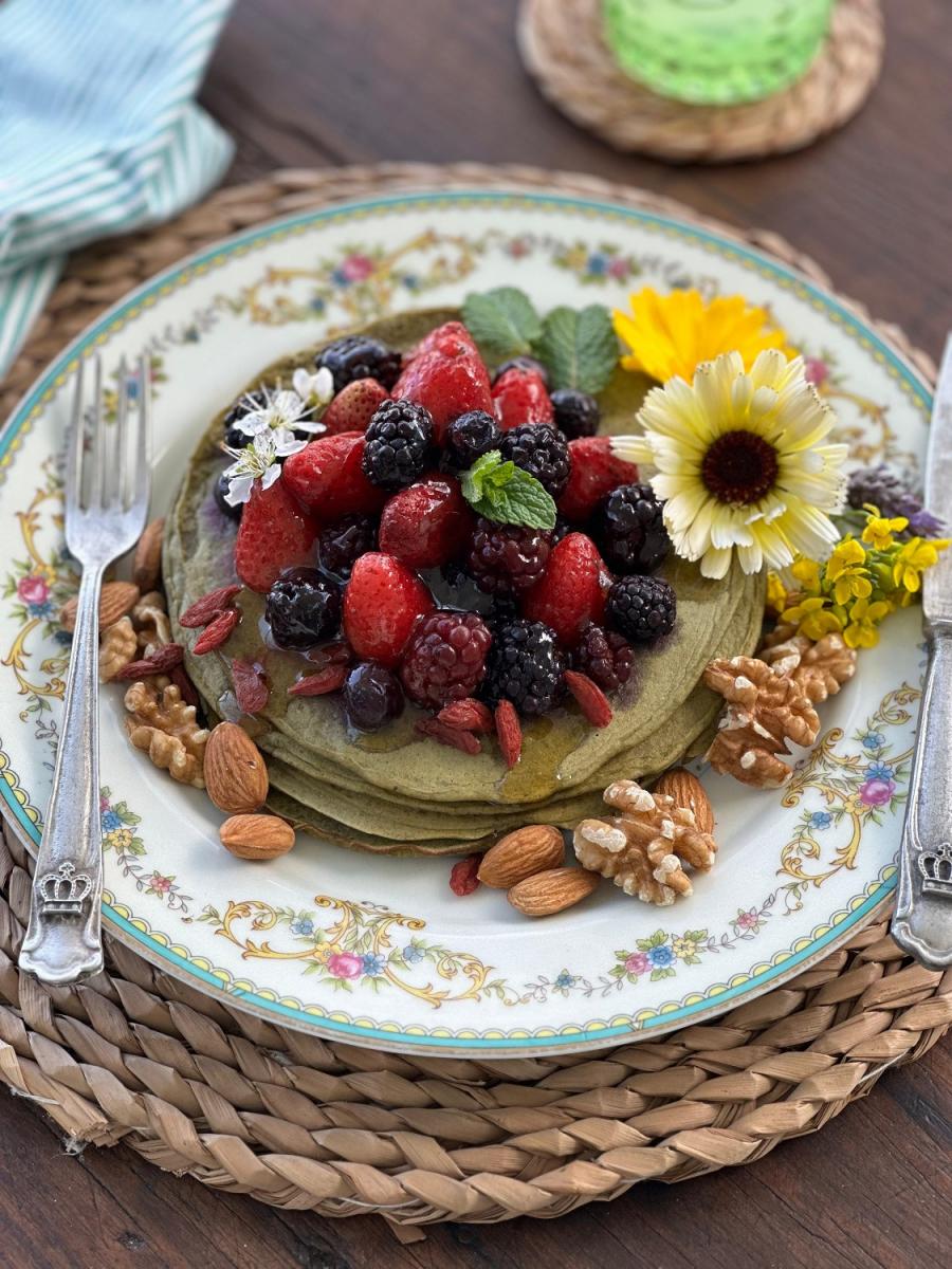 Pancake de avena y matcha