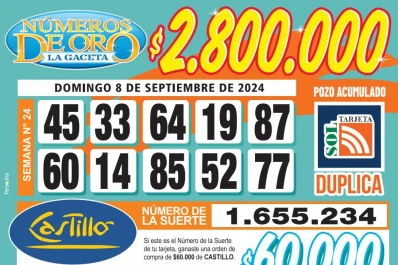 Los Números de Oro de LA GACETA del 8 de septiembre de 2024
