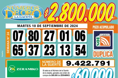 Los Números de Oro de LA GACETA del 10 de septiembre de 2024