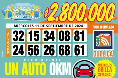 Los Números de Oro de LA GACETA del 11 de septiembre de 2024