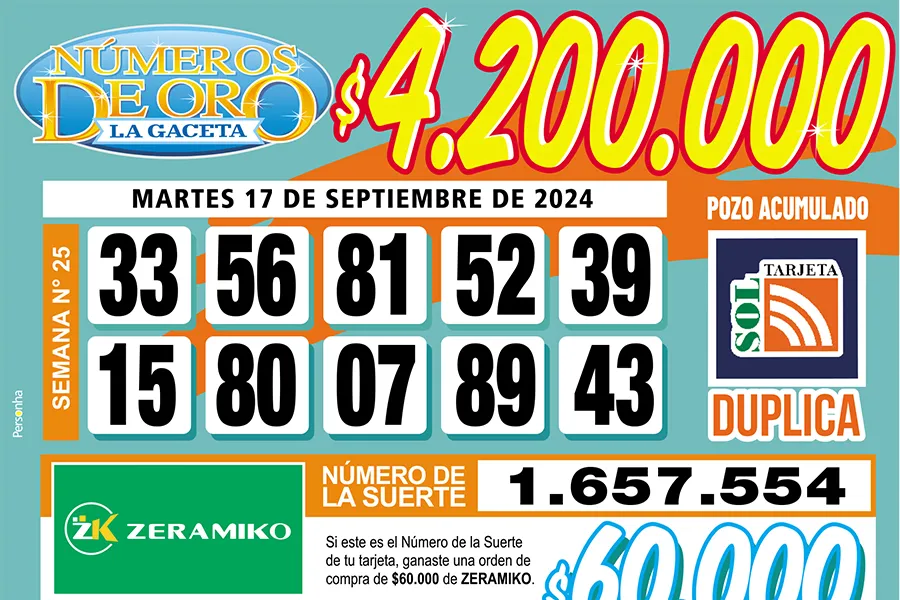 Los Números de Oro de LA GACETA del 17 de septiembre de 2024