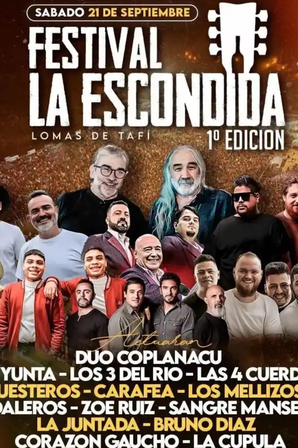 ARTISTAS. La propuesta incluye la presencia de grupos como el Dúo Coplanacu, Dúo La Yunta, Los Puesteros, Los Mellizos Díaz, y muchos más. / INSTAGRAM @laescondida.tucuman