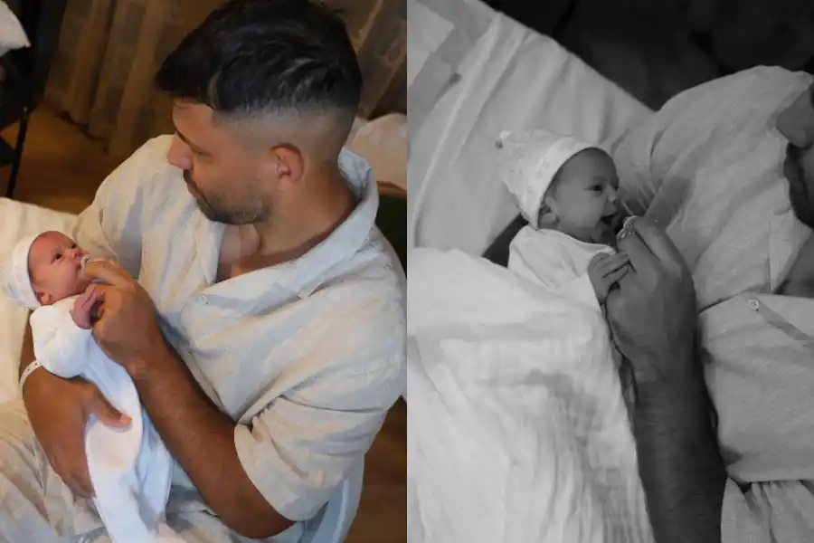 Papá orgulloso: el Kun Agüero compartió las fotos más tiernas de su hija recién nacida