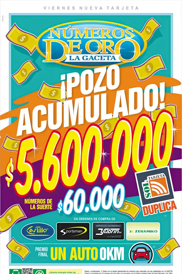 El pozo de los Números de Oro quedó vacante: ¡podés ganar $5.600.000!