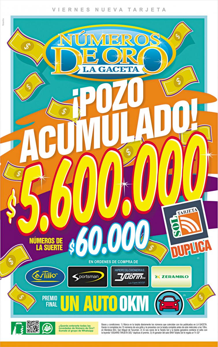 El pozo de los Números de Oro quedó vacante: ¡podés ganar $5.600.000!