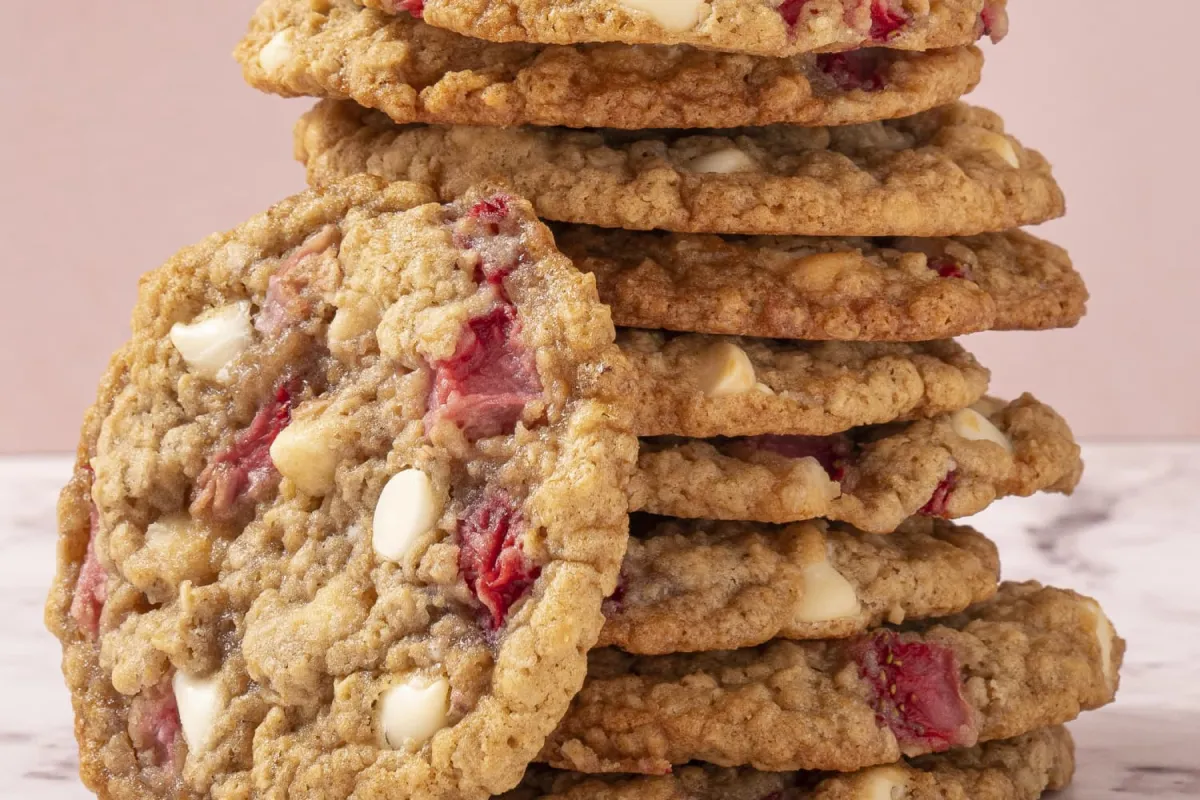 Galletas de avena y frutilla con solo tres ingredientes. 