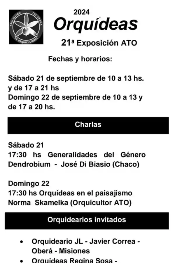 Se realizará la 21ª Exposición de Orquídeas en Yerba Buena