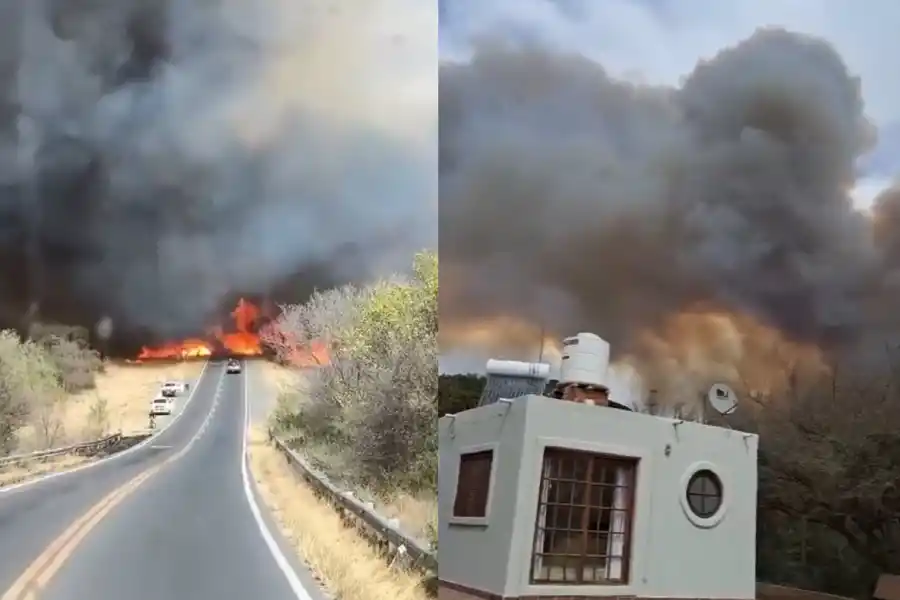 El humo y el fuego dificultan la circulación en Capilla del Monte.