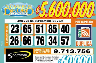 Los Números de Oro de LA GACETA del 23 de septiembre de 2024