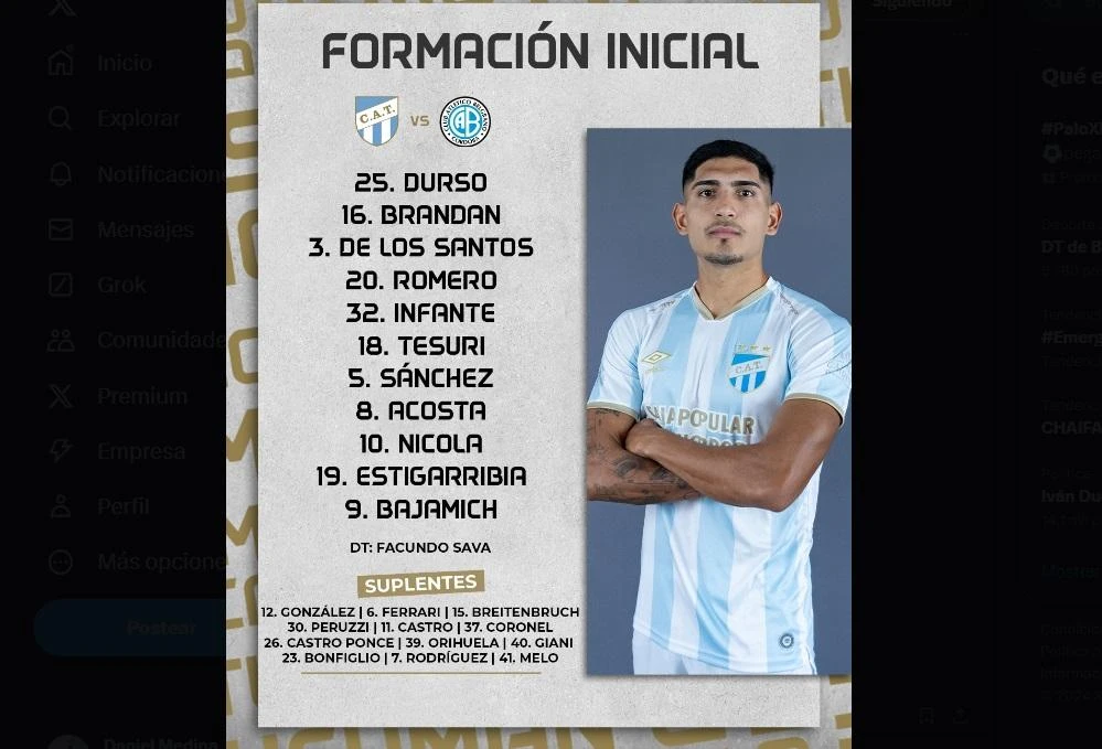 Los titulares de Atlético Tucumán