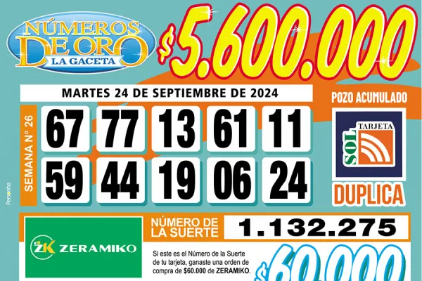 Los Números de Oro de LA GACETA del 24 de septiembre de 2024