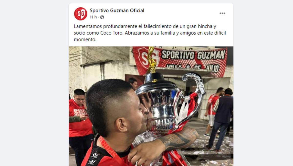 JULIANO. Desde la cuenta oficial de Facebook de Sportivo Guzmán despidieron a 