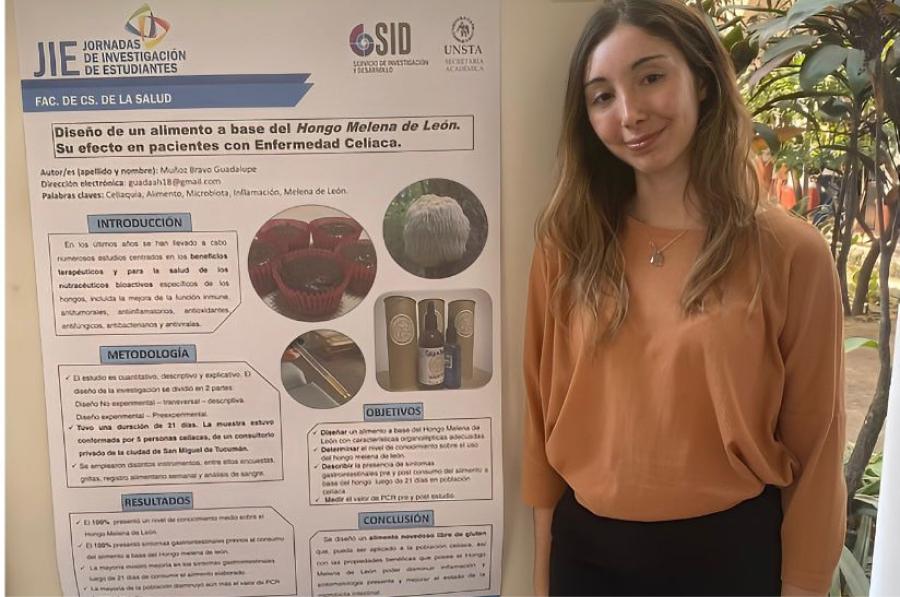 MOSTRAR LOS RESULTADOS. Guadalupe estuvo presente en la Jornada de Investigación de la Unsta con su proyecto. / GUADALUPE MUÑOZ.